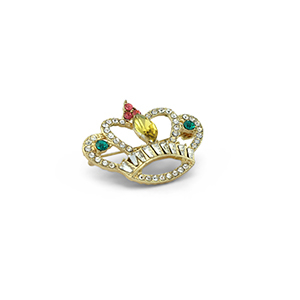 Broches corona oro-verde-rosa