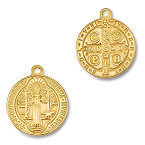 Ciondoli in acciaio inossidabile tonda religioso oro