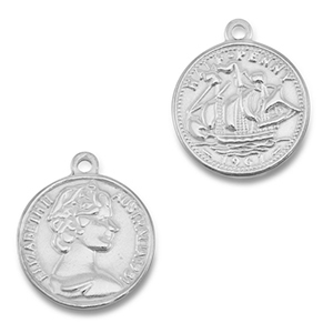 Ciondoli in acciaio inossidabile moneta con nave/faccia argento