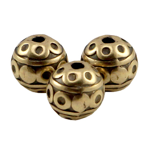 Perline di metallo DQ 8mm con decorazione bronzo antico (privo di nichel)