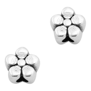 Perline di metallo DQ 4mm fiore argento antico (privo di nichel)