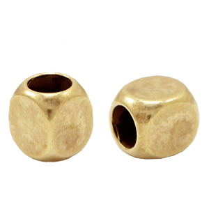 Perline di metallo DQ a forma di cubetto bronzo antico (privo di nichel)