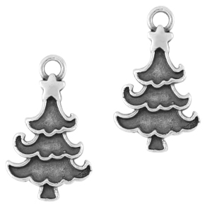 Ciondoli di metallo DQ albero di Natale argento antico (privo di nichel)