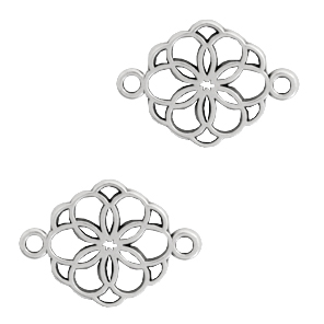 Ciondoli di metallo DQ distanziatore fiore argento antico (privo di nichel)