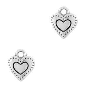 Ciondoli di metallo DQ cuore argento antico (privo di nichel)