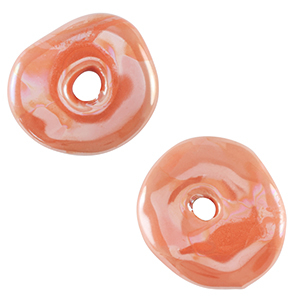 Perline di ceramica greca DQ donut arancione pallido