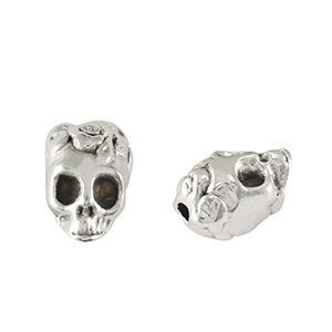 Perline di metallo DQ cranio argento antico (privo di nichel)