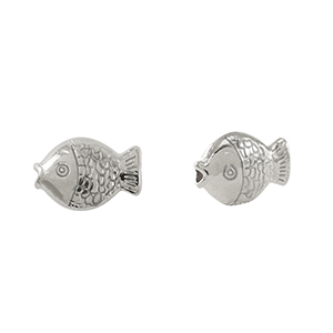 Perline di metallo DQ pesce argento antico (privo di nichel)