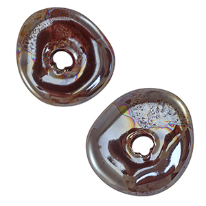 Perline di ceramica greca DQ donut marrone mattone cotto scuro