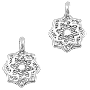 Ciondoli di metallo DQ fiore argento antico (privo di nichel)