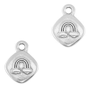 Ciondoli di metallo DQ arcobaleno argento antico (privo di nichel)