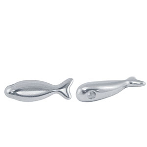 Perline di metallo DQ pesce argento antico (privo di nichel)