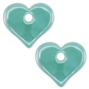 Perline di ceramica greca DQ cuore turchese
