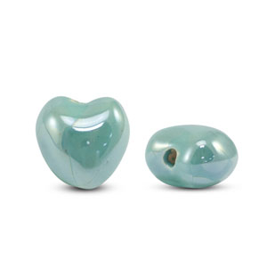 Perline di ceramica greca DQ cuore turchese