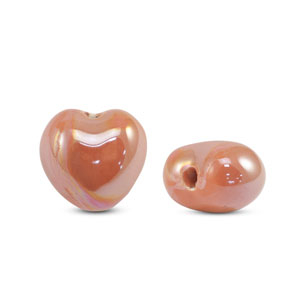 Perline di ceramica greca DQ cuore arancia