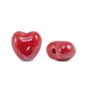 Perline di ceramica greca DQ cuore rosso