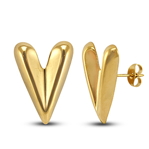 Orecchini in acciaio inossidabile a cuore oro