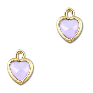 Pendenti di vetro Crystal Glass cuore lilla chiaro-oro