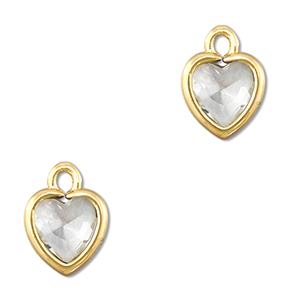 Pendenti di vetro Crystal Glass cuore trasparente-oro