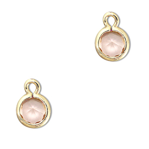 Pendenti di vetro Crystal Glass tonda pesca-oro