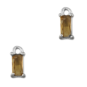 Pendenti di vetro Crystal Glass rettangolo arancione marrone-argento