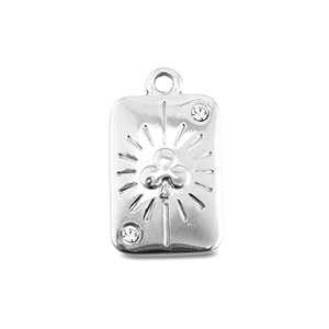 BY31&reg; Ciondoli in acciaio inossidabile carta di fiori argento