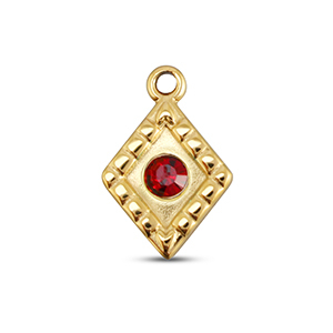 BY31&reg; Ciondoli in acciaio inossidabile rombo oro-rosso rubino