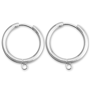 Orecchini in acciaio inossidabile a cerchio con anellino 23mm argento