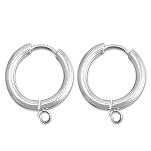 Orecchini in acciaio inossidabile a cerchio con anellino 17mm argento