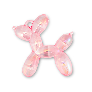 Ciondoli accattivanti cane a palloncino rosa-rivestimento AB