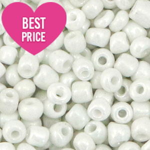 Perline di vetro rocailles 12/0 (2mm) bianco perla vivo