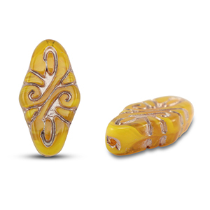 Perline Rep. Ceca arabesque 19x9mm trasparente ocra-argento