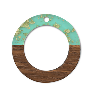 Pendenti di legno tonda verde transparente-oro-marrone