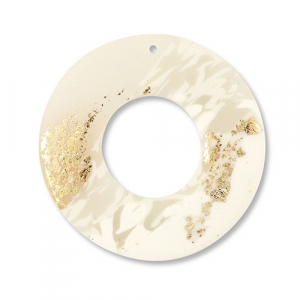 Pendenti di polimero tonda biancastro-beige-oro