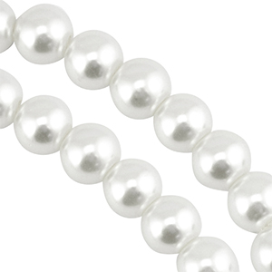 Perline di vetro con effetto perlato 12mm bianco