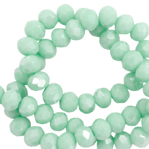 Perline sfaccettate 6x4mm rondella verde acqua sbiancato - effetto AB