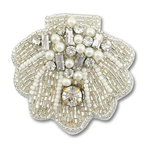 Broches conchiglia transparente rivestimento argentato-bianco