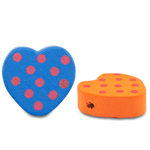 Perline di legno cuore multicolore