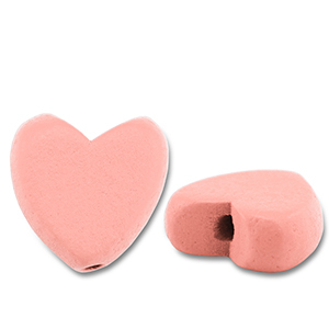 Perline di legno cuore rosa chiaro