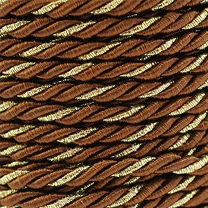 Cordoncino alla moda spirale 3mm marrone-oro