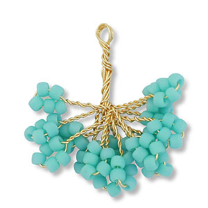 Pendenti con perline di vetro fiore oro-turchese