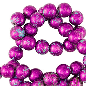 Perline di ceramica 8mm metallico viola-blu
