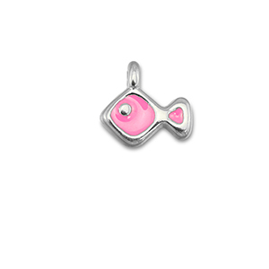 Ciondoli di metallo DQ pesce Magenta pink-argento antico (privo di nichel)
