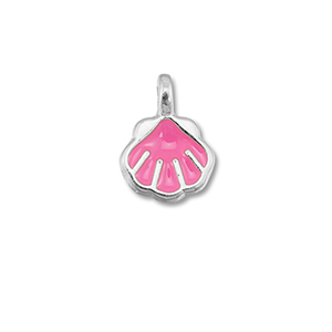 Ciondoli di metallo DQ conchiglia Magenta pink-argento antico (privo di nichel)