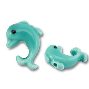 Perline di ceramica delfino turchese