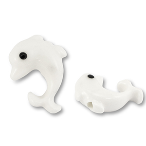 Perline di ceramica delfino bianco