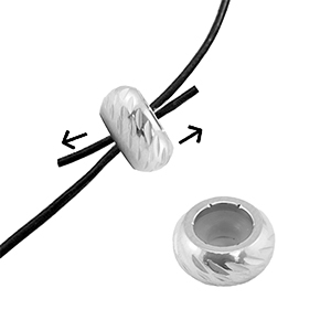 Componenti in acciaio inossidabile chiusura con perline scorrevoli con motivo 8mm argento