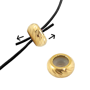 Componenti in acciaio inossidabile chiusura con perline scorrevoli con motivo 7mm oro