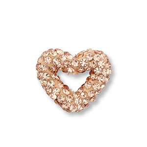Perline in acrilico con strass cuore pesca