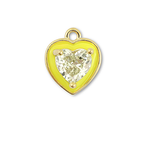 Metallo TQ in ottone ciondolo cuore oro-giallo neon-giallo chiaro